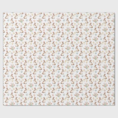 Golden Grace – Watercolor Easter Bunny Seamless Wrapping Paper