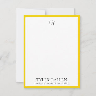 Golden Grad Cap Notecard with Yellow Backer