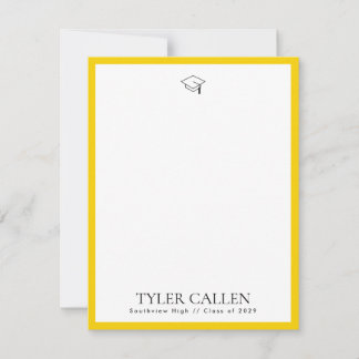 Golden Grad Cap Notecard with Yellow Backer