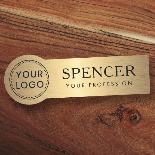 Golden gradient add logo business staff employee name tag
