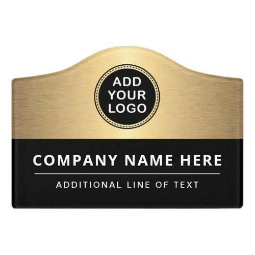 Golden gradient black add logo business wall door sign