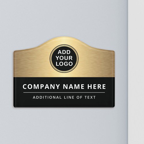 Golden gradient black add logo business wall door sign