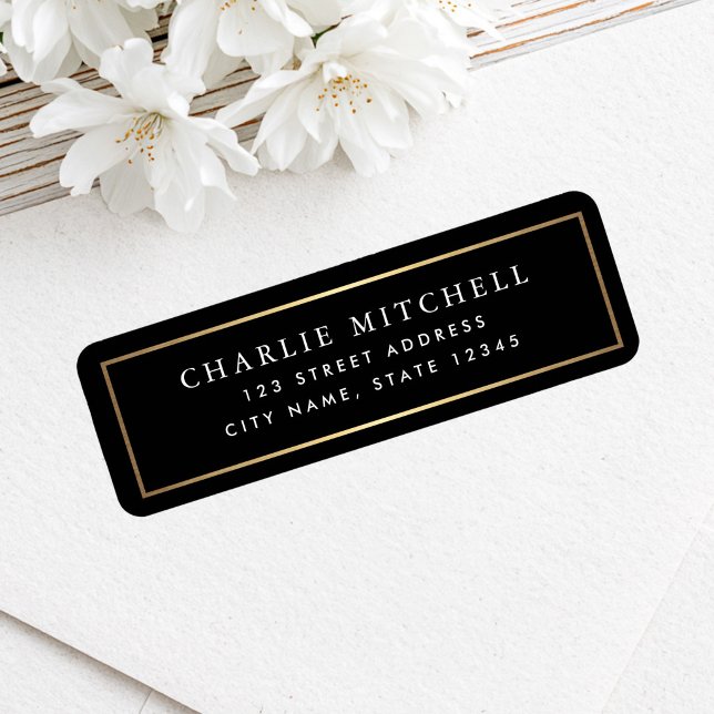 Golden gradient border black return address label (Golden gradient border black return address label)