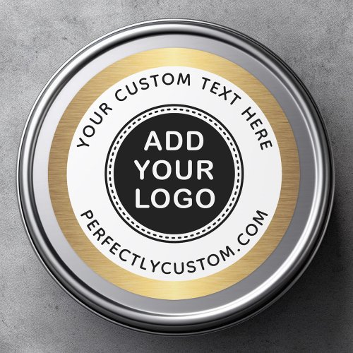 Golden gradient border custom logo and text classic round sticker