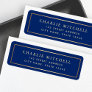 Golden gradient border royal blue return address label