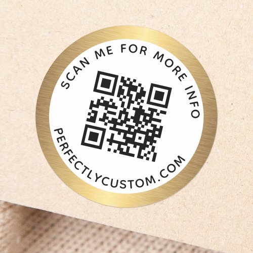 Golden gradient border scan me QR code and text Classic Round Sticker