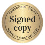 Golden gradient signed copy author name website classic round sticker