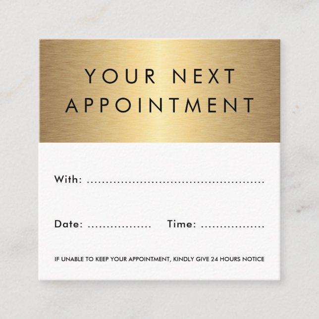 Golden gradient white black custom logo appointment card (Front)