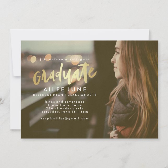 Golden Graduate | Graduation Invitation Cards (Front)
