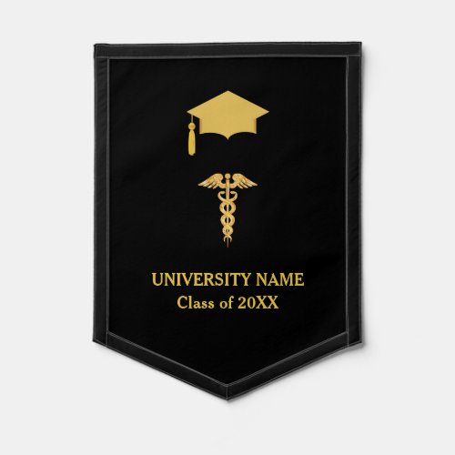 Golden Graduation Cap  Caduceus Medical Pennant