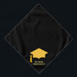 Golden Graduation Cap on Black Bandana<br><div class="desc">Golden graduation cap on black. Ideal for pets!</div>
