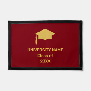 Golden Graduation Cap & Text on Burgundy Pennant