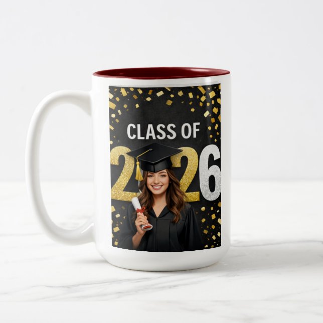 Golden Graduation Celebration Card mug (Left)