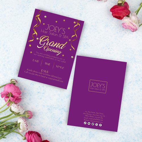 Golden Grand Opening Business RSVP Invitation Card