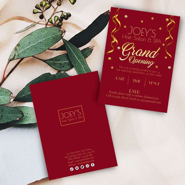 Golden Grand Opening Business RSVP Invitation Card (Creator Uploaded)