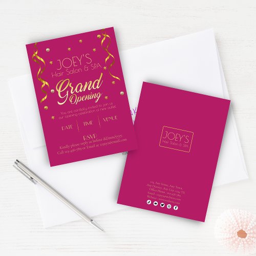 Golden Grand Opening Business RSVP Invitation Card