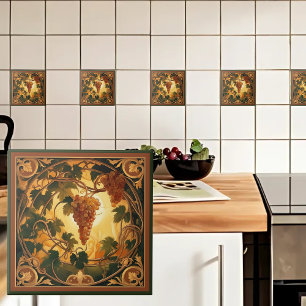 Golden Grapes Ceramic Tile