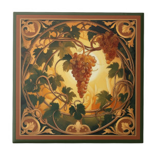 Golden Grapes Ceramic Tile