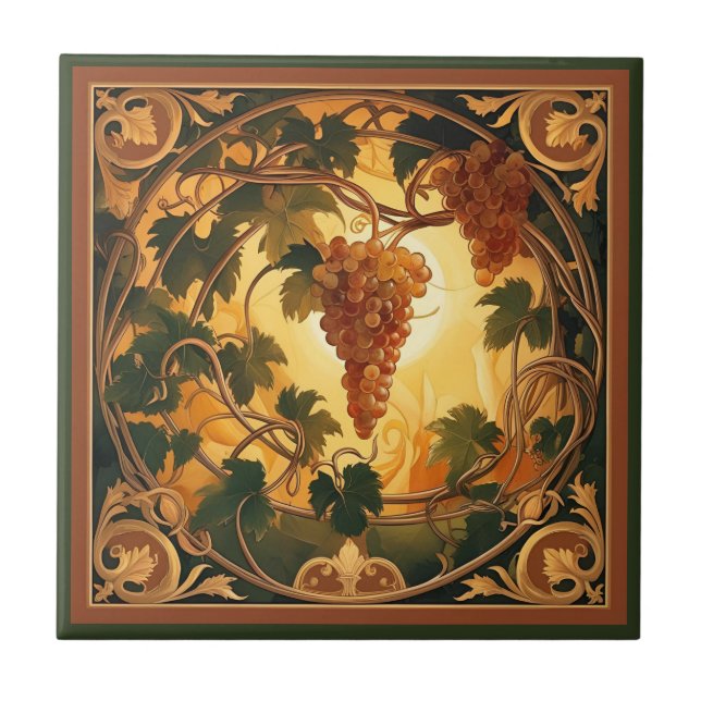 Golden Grapes Ceramic Tile (Front)