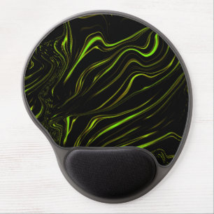 Golden grass, wavy green long traces on black fund gel mouse pad