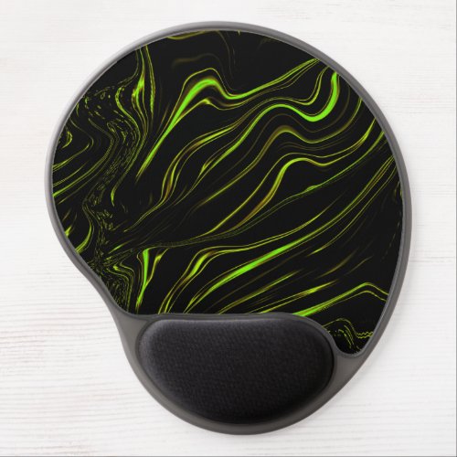Golden grass wavy green long traces on black fund gel mouse pad