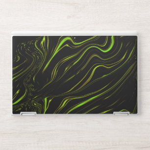Golden grass, wavy green long traces on black fund HP laptop skin