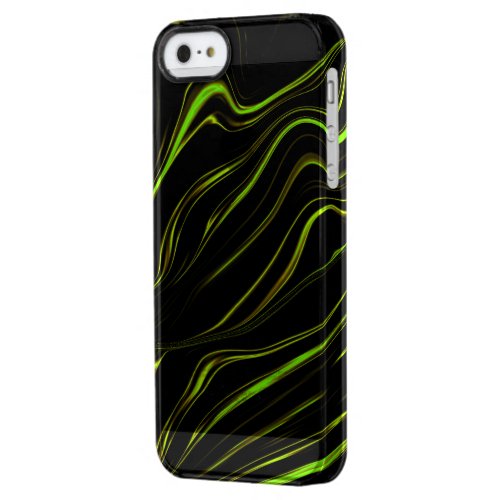 Golden grass wavy green long traces on black fund clear iPhone SE55s case