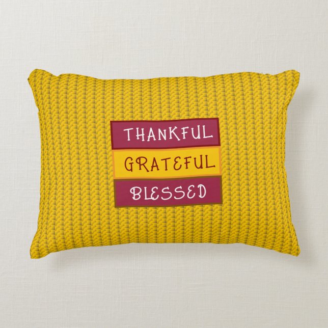 Golden Gratitude Accent Pillow: Blessed, Thankful Accent Pillow (Front)