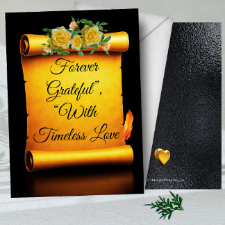 "Golden Gratitude Scroll, A Timeless Anniversary Thank You Card
