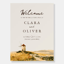 Golden Greek Island Coast Wedding Welcome Sign 