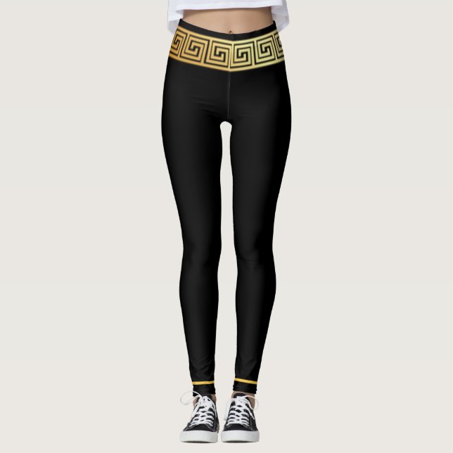 Golden Greek Key  Leggings (Front)