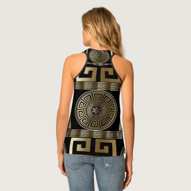 Golden Greek Key of Life   Tank Top (Back Full)