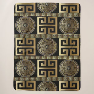 Golden Greek Key Sherpa Blanket