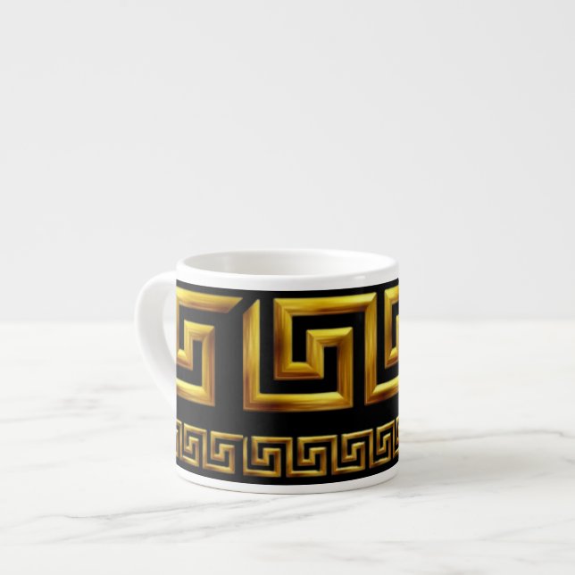 Golden Greek Meander Key of Life Espresso Cup (Front Left)