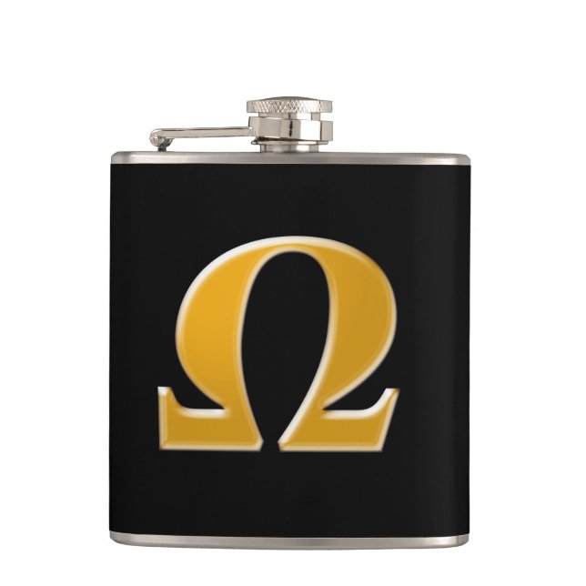 Golden Greek Omega - Symbol of Resistance Flask (Front)