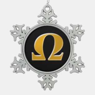 Golden Greek Omega - Symbol of Resistance Snowflake Pewter Christmas Ornament
