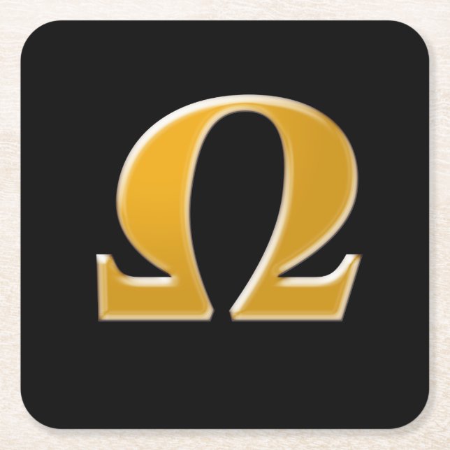 Golden Greek Omega - Symbol of Resistance Square Paper Coaster (Front)