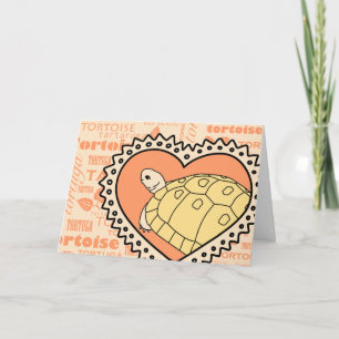 Golden Greek Tortoise Greeting Card (heart orange)