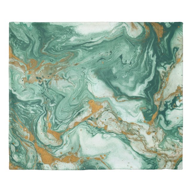 Golden-green acrylic: marble texture art. duvet cover (Front)