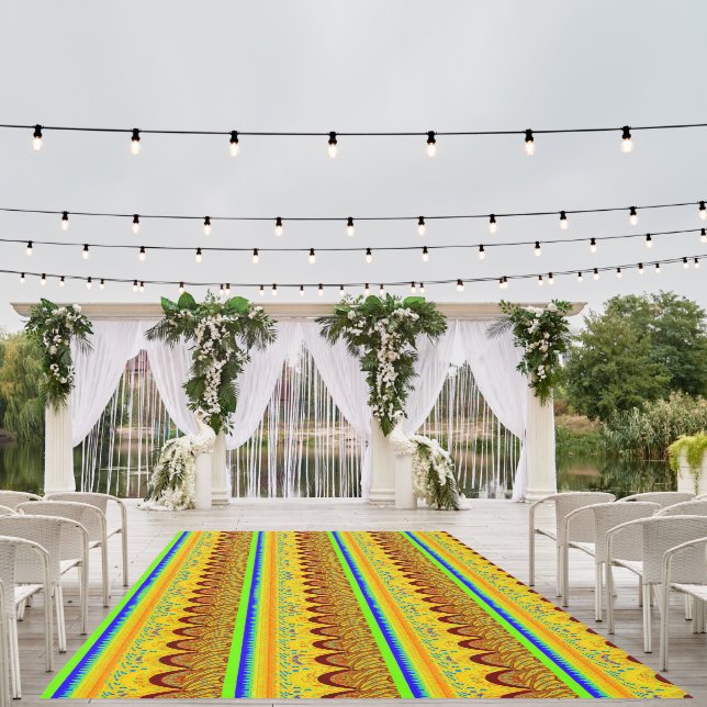 Golden green African Traditional Color Outdoor Rug (Insitu (Wedding 1))