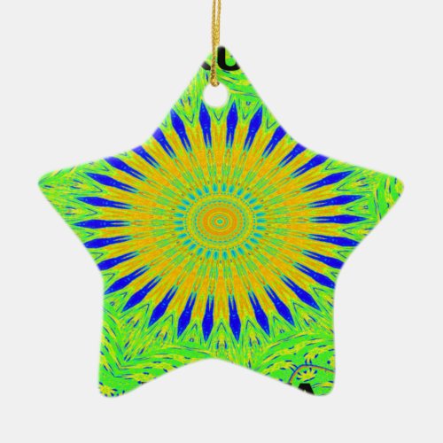 Golden Green African Traditional Fabric Colors Ceramic Ornament