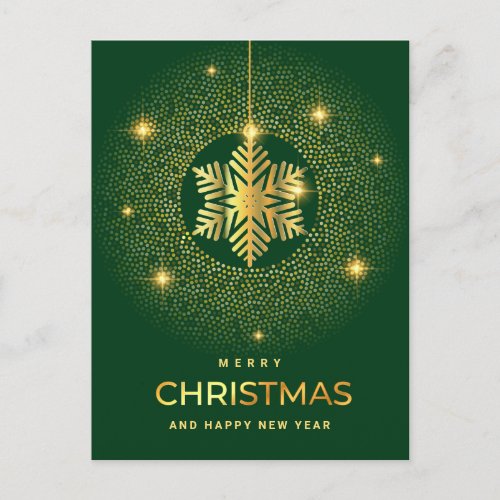 Golden Green Christmas Ornament Corporate Greeting Holiday Postcard