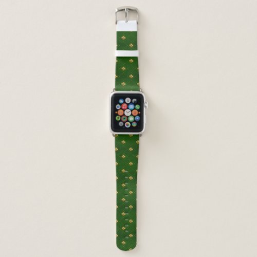 Golden Green Clover Pattern Apple Watch Band