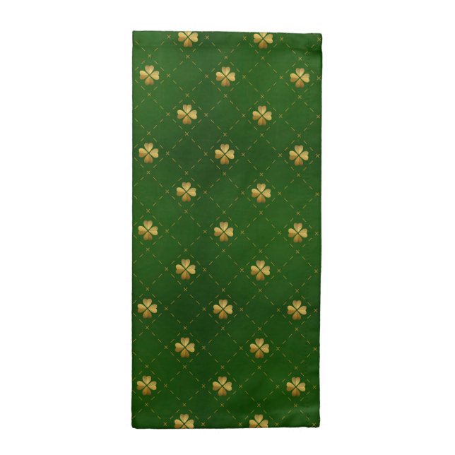 Golden Green Clover Pattern Cloth Napkin (Half Fold)