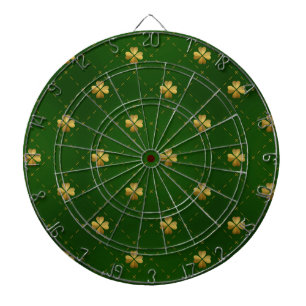 Golden Green Clover Pattern Dart Board