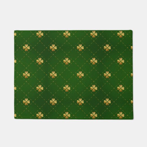 Golden Green Clover Pattern Doormat