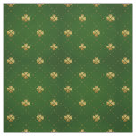 Golden Green Clover Pattern Fabric