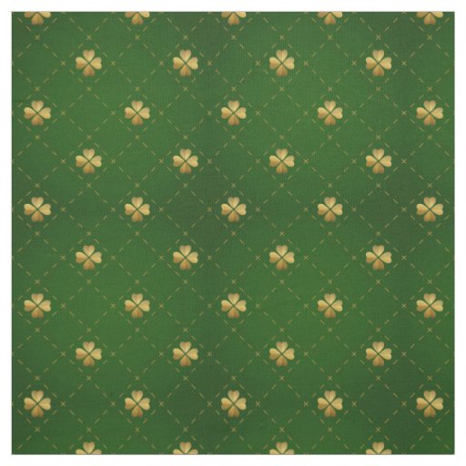 Golden Green Clover Pattern Fabric