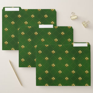 Golden Green Clover Pattern File Folder