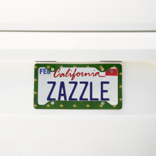 Golden Green Clover Pattern License Plate Frame